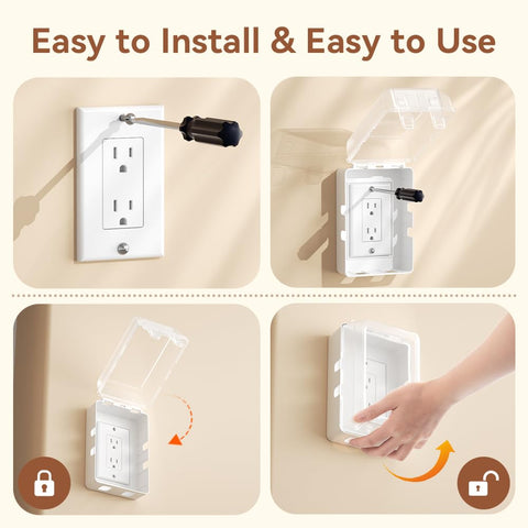 EUDEMON 1 Pack Updated Baby Safety Electrical Outlet Cover Box Childproof Plug Cover - More Space for Large Plugs Easy to Install & Use (Transparent)
