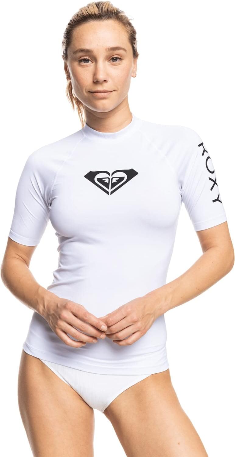 Roxy Womens Short Sleeve Compression Fit Rashguard, UPF 50+, Quick Dry, Recycled Swim Shirt
