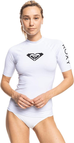 Roxy Womens Short Sleeve Compression Fit Rashguard, UPF 50+, Quick Dry, Recycled Swim Shirt