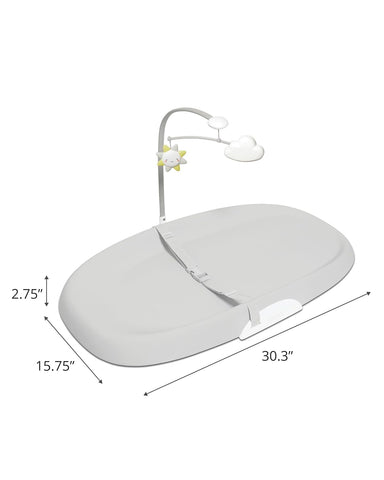 Skip Hop Baby Changing Pad Nursery Style Wipe-Clean Contoured with Cushioned Foam, Non-Skid Base, Built-in Safety Belt & Tuck-Away Toy Bar Fits Standard Changing Tables, Grey