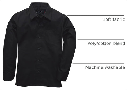 Boys Long Sleeve Dress Shirt, Poly-Cotton Button Down Formal Shirt, Baby to Teen Sizes