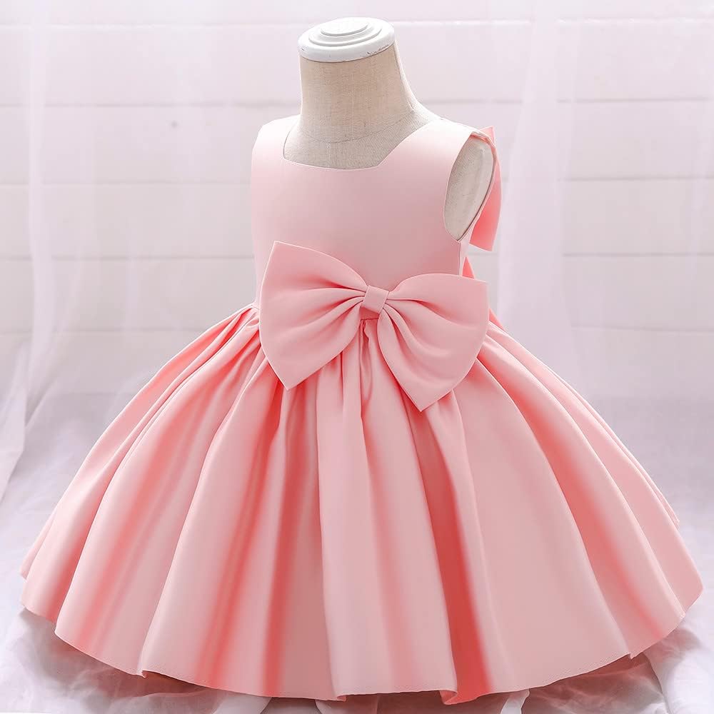 Girl Flower Design Dress Sleeveless Flower Design Princess Wedding Dress for Toddler and Baby Girl