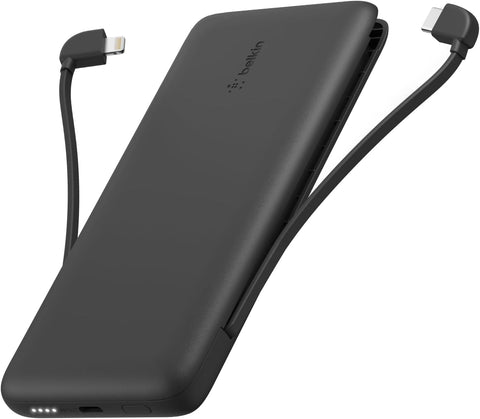 Belkin 10K 23W Portable Charger Power Bank, Integrated USB C and LTG Cables
