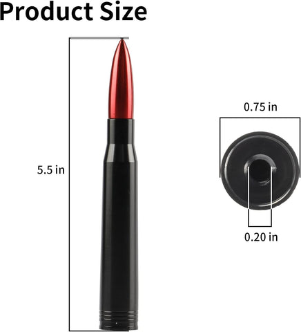 BJSIA Universal Bullet Antenna, Truck Antenna Replacement, Compatible with Ford, Dodge, Chevrolet, GMC, Jeep, Toyota, Red, Car Accessories