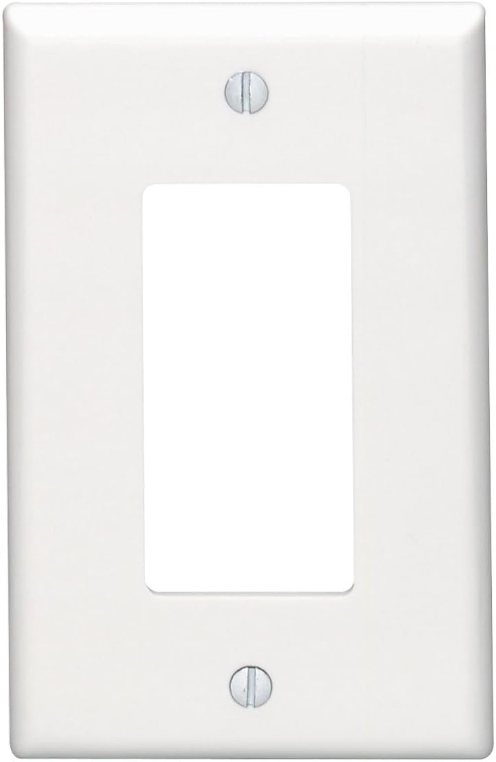 Leviton + 80601-W 1-Gang Decora/GFCI Device Wallplate + Midway Size + Thermoset + Device Mount + White
