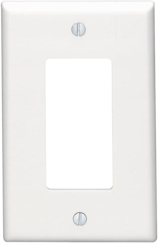 Leviton + 80601-W 1-Gang Decora/GFCI Device Wallplate + Midway Size + Thermoset + Device Mount + White