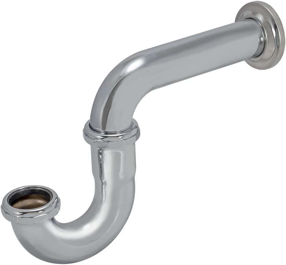 EZ-FLO 1-1/2 Inch P-Trap with Flange, 22-Gauge Brass, Slip Joint Connection, Polished Chrome, 35001