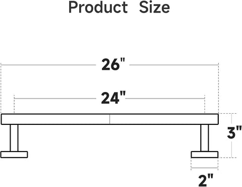 2-Pack Matte Black Towel Bar, 24-Inch Towel Racks for Bathroom