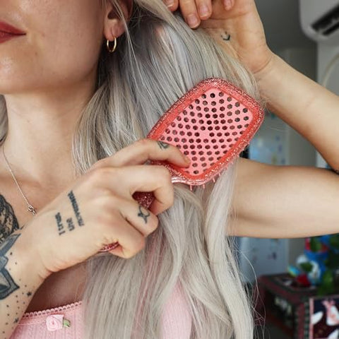 FHI Heat UNbrush Detangling Brush for Pain-Free Brushing on All Wet or Dry Hair Types — Durable DuoFlex Anti-Static Bristles, Lightweight Handle, Vented Hair Brush, Ruby Peach