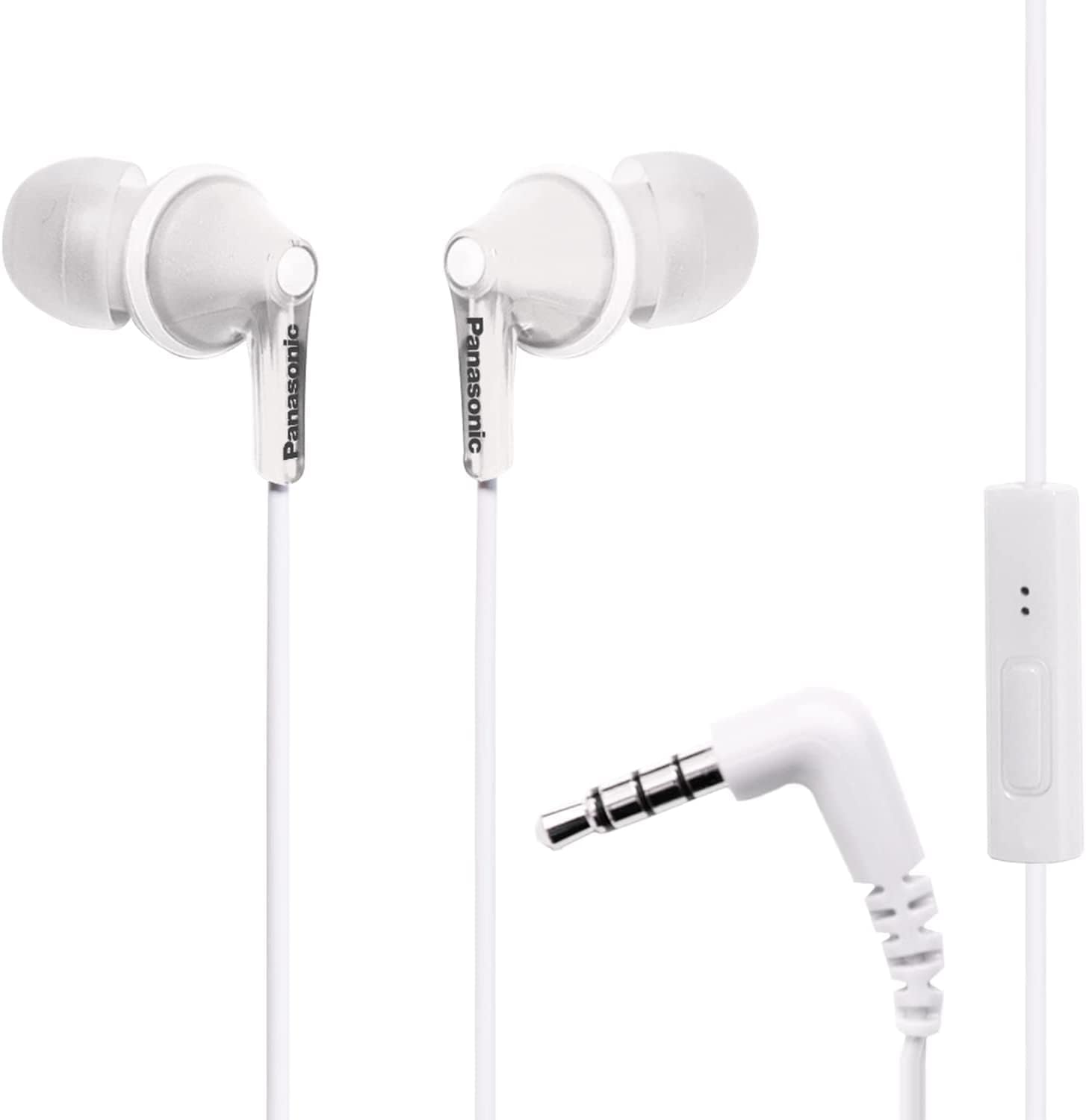 PANASONIC ErgoFit Earbud Headphones with Microphone and Call Controller Compatible with iPhone, Android and Blackberry - RP-TCM125-W - In-Ear (White)