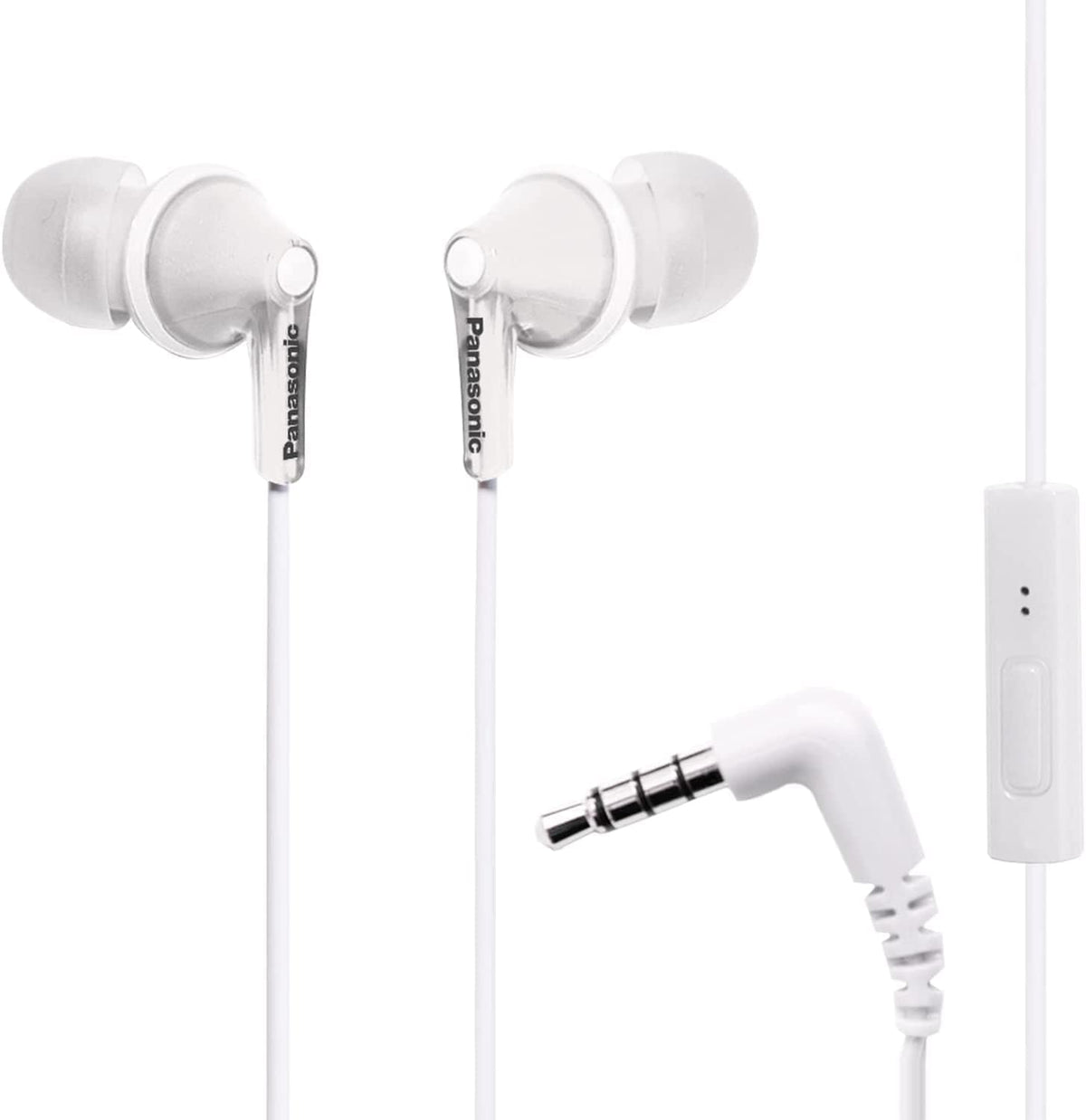 PANASONIC ErgoFit Earbud Headphones with Microphone and Call Controller Compatible with iPhone, Android and Blackberry - RP-TCM125-W - In-Ear (White)