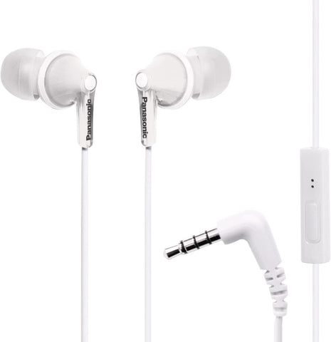 PANASONIC ErgoFit Earbud Headphones with Microphone and Call Controller Compatible with iPhone, Android and Blackberry - RP-TCM125-W - In-Ear (White)