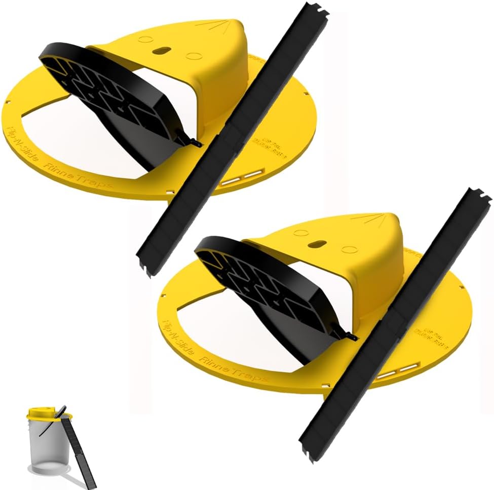 RinneTraps - Flip N Slide Bucket Lid Mouse Trap |2 Pack| |Multi Catch| |Made in USA | US Pat D1,039,648s