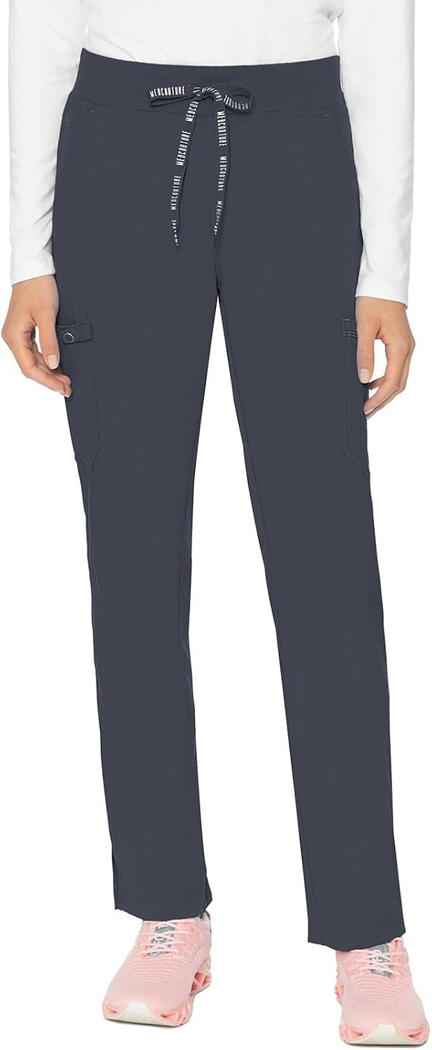 Med Couture Touch Scrub Pants for Women Jersey Waist Yoga Bottoms 6 Pockets