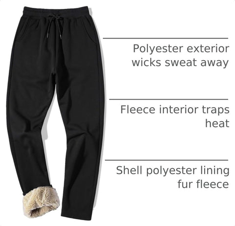 MACHLAB Men's Thermal Fleece Jogger Pants Sherpa Lined Sweatpants Winter Warm Thick Track Pants