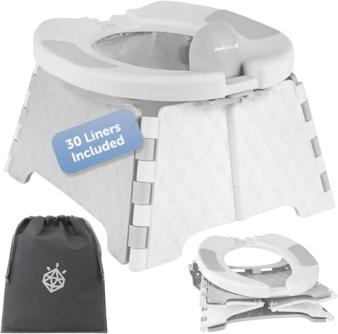 Jool Baby Portable Potty Training Chair with Travel Bag and 30 Liners, Foldable, Indoor/Outdoor Use, Camping (Gray)
