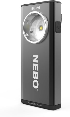 NEBO SLIM Pocket Flashlight | 500 Lumens, Rechargeable Mini EDC Work Light, Magnetic Base & Dimmable Brightness, Durable & Water Resistant, Includes Charging Cable — Black