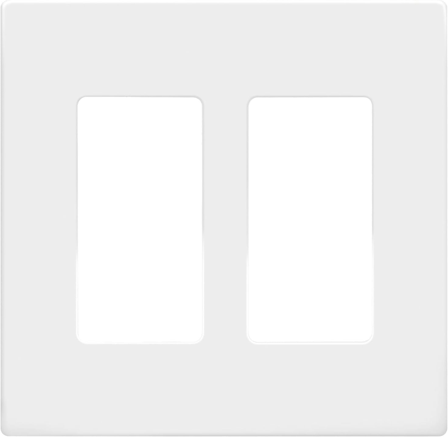 ENERLITES 2-Gang White Screwless Decorator Switch Outlet Wall Plate Cover