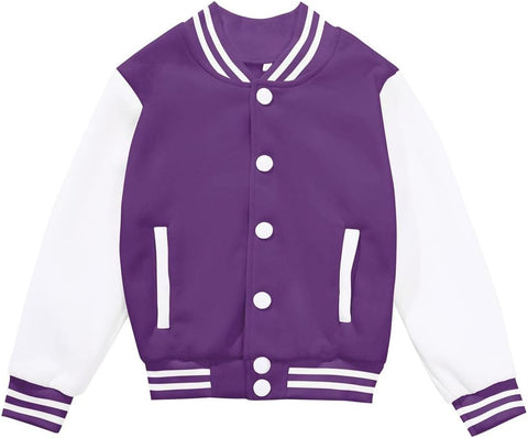 Kids Varsity Jacket Girls Boys Baseball Jacket Bomber Coat School Uniform with Pocket