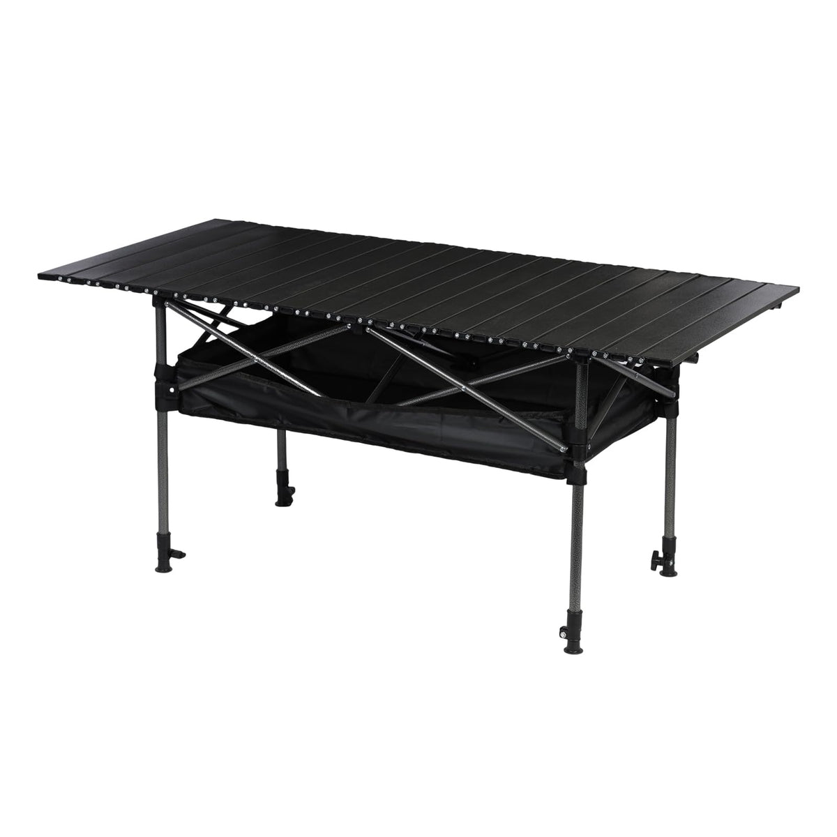Honrane Outdoor Folding Portable Picnic Camping Table, Adjustable Height Camping Table, Outdoor Table with Storage Organizer and Carrying Bag, Picnic Table for Outdoor Cooking, Picnic, Camp, Boat,