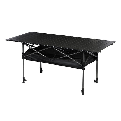 Honrane Outdoor Folding Portable Picnic Camping Table, Adjustable Height Camping Table, Outdoor Table with Storage Organizer and Carrying Bag, Picnic Table for Outdoor Cooking, Picnic, Camp, Boat,