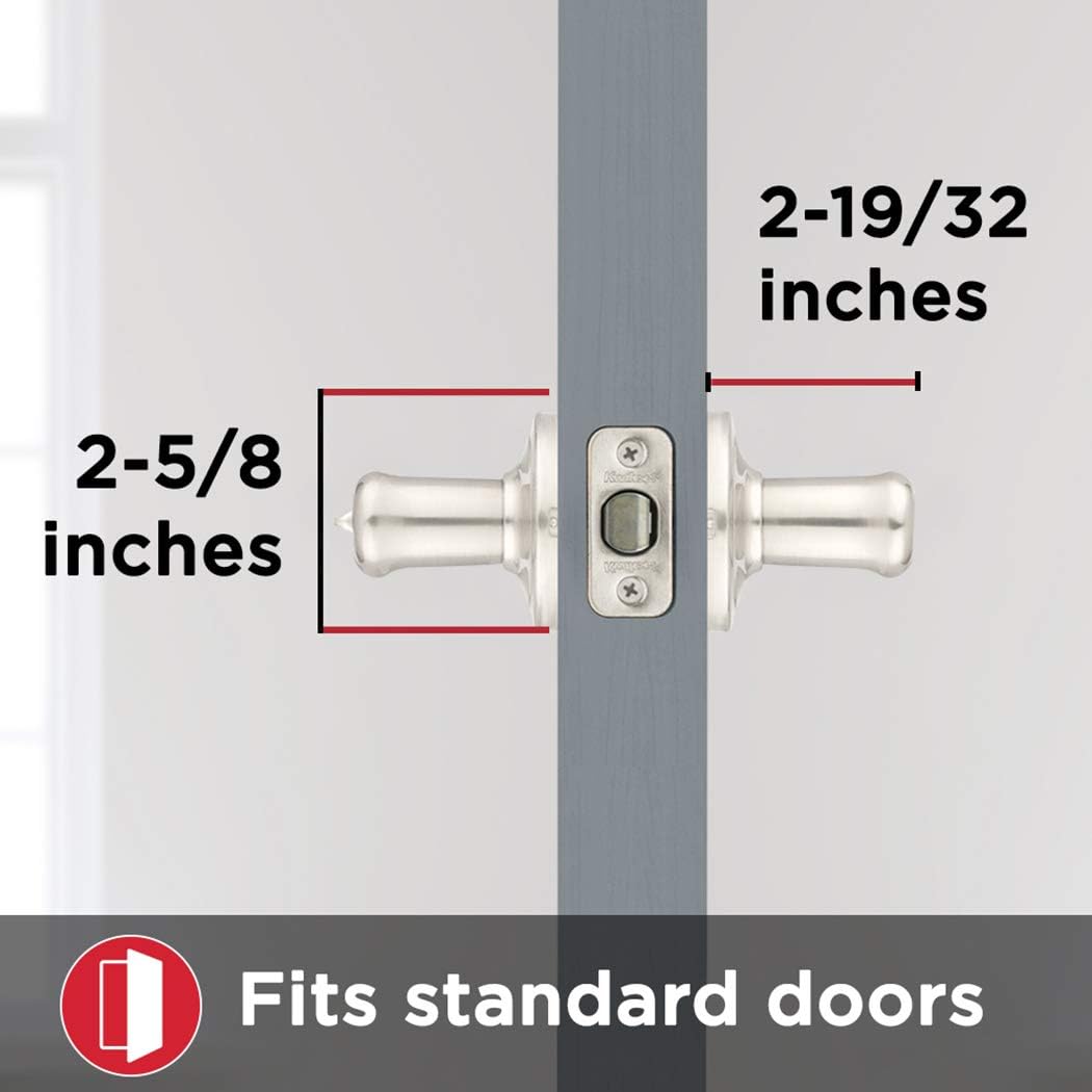 Kwikset Tustin Interior Privacy Door Handle with Lock, Door Lever For Bathroom and Bedroom, Satin Nickel Reversible Keyless Turn Lock, with Microban Protection