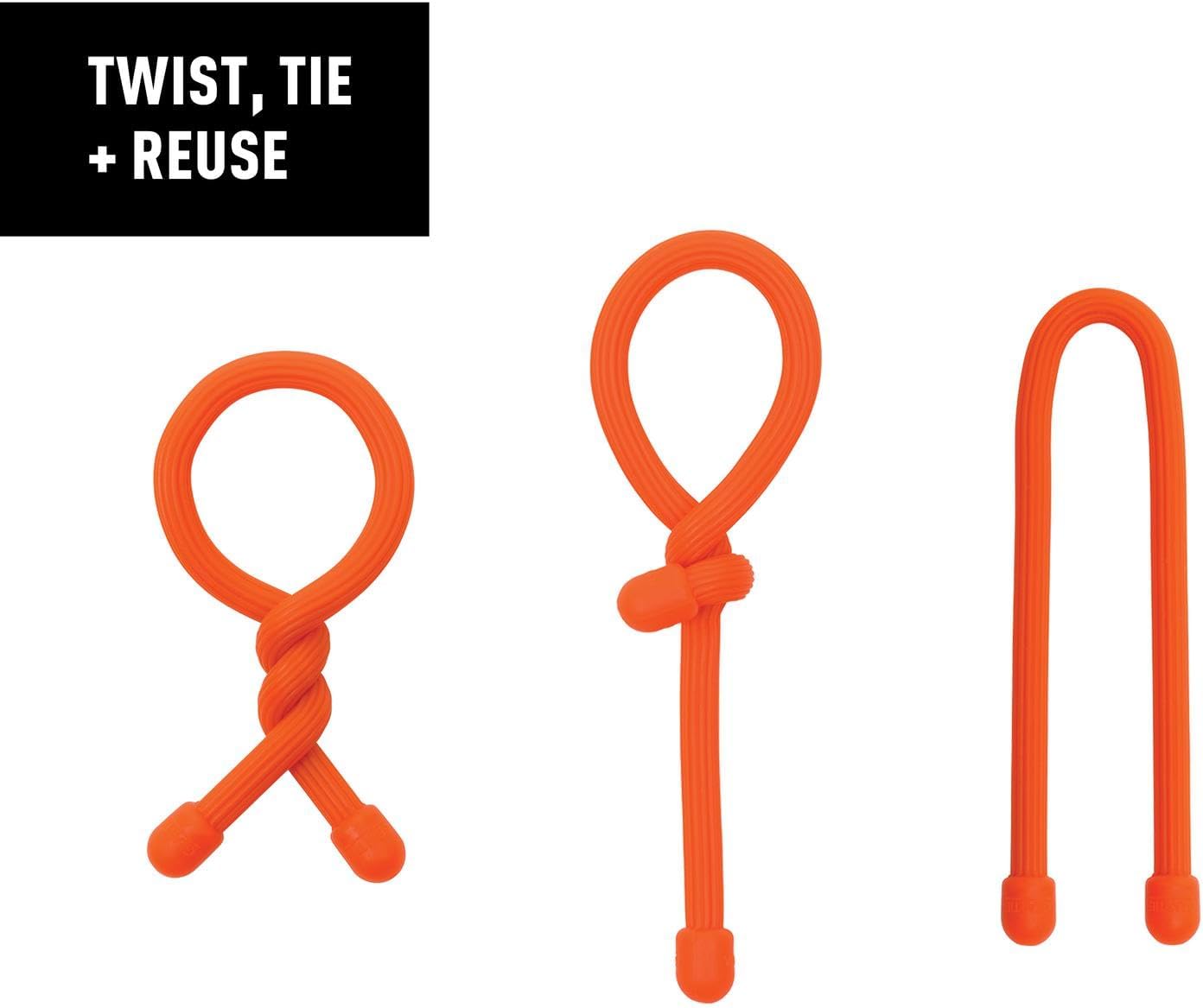 Nite Ize Original Gear Tie - 6-Inch Reusable Rubber Twist Tie - Reusable Gear Ties - Electric Cord Organizers - Twist Ties for Cords - Reusable Zip Ties - Black, 6-Inch, 12 Pack