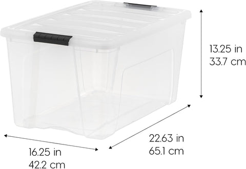 IRIS USA 6-Pack 72 Quart Storage Bins with Lids, Clear
