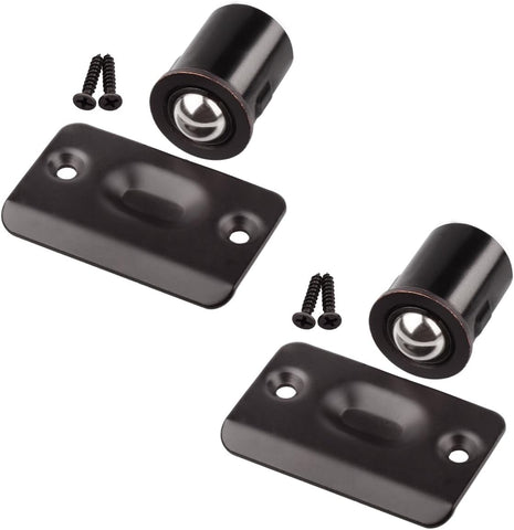 HOMOTEK 2 Pack Drive in Ball Catch with Strike Plate for Closet Doors, Oil Rubbed Bronze, 13/16 Inch x 1-1/8 Inchs,Die-cast, Adjustable Tension Ball