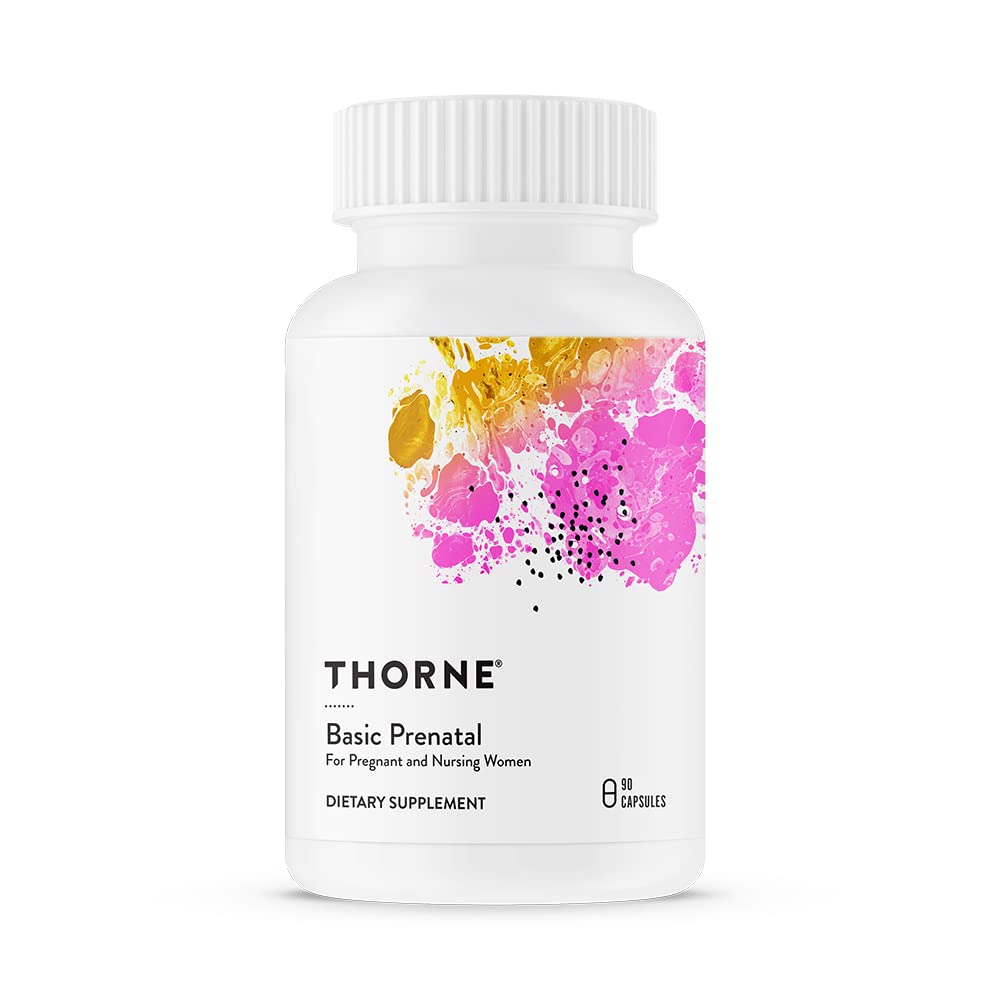 THORNE Basic Prenatal - Well-Researched Folate Multi for Pregnant and Nursing Women includes 18 Vitamins and Minerals, plus Choline - 90 Capsules - 30 servings