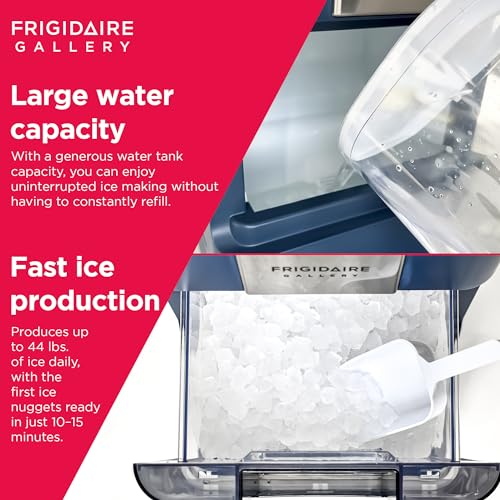 FRIGIDAIRE Gallery EFIC255 Countertop Crunchy Chewable Nugget Ice Maker, 44lbs per Day, Auto Self Cleaning, 2.0 Gen, Navy