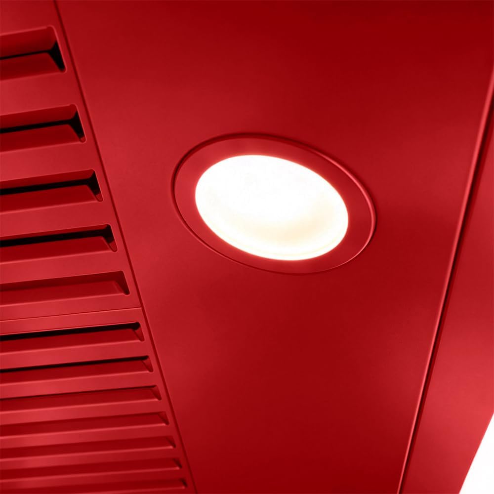 KOSTCH 48 inch Convertible Ducted Wall-Mounted Range Hood, 1200 CFM Kitchen Vent Hood with Touchscreen Control Panel, 3 Speed Exhaust Fan & LED Light, in Stainless Steel (Red)