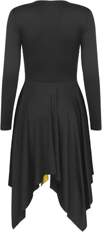 Freebily Liturgical Dancewear for Women Long Sleeve Contemporary Dance Costumes Asymmetrical Praise Dance Dresses