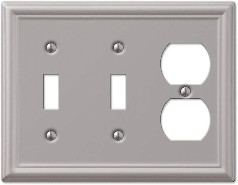 AmerTac 149TTDBN Chelsea Steel Double Toggle/Single Duplex Wallplate, Brushed Nickel
