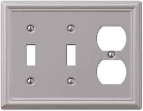 AmerTac 149TTDBN Chelsea Steel Double Toggle/Single Duplex Wallplate, Brushed Nickel