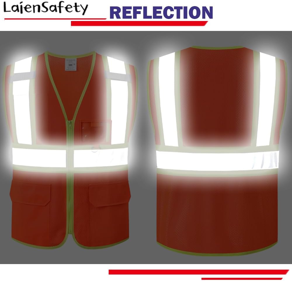 Hi Vis Safety Vest for Men Women,EK178,Orange,M