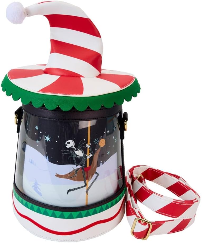 Loungefly The Nightmare Before Christmas Candy Cane Carousel Spinning Figural Crossbody Bag