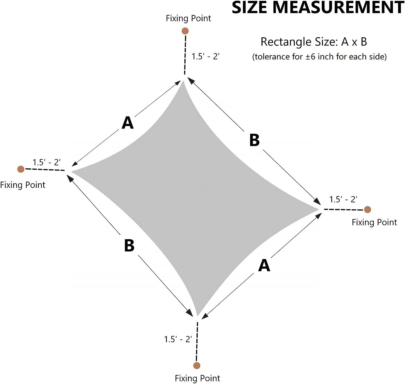 AsterOutdoor Sun Shade Sail Rectangle 16' x 20' UV Block Canopy for Patio Backyard Lawn Garden Outdoor Activities, Graphite