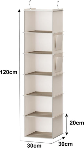 YOUDENOVA Hanging Closet Organizer and Storage, 6-Shelf, Beige