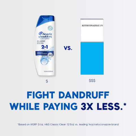 Head & Shoulders Classic Clean 2-in-1 Anti-Dandruff Shampoo and Conditioner Twin Pack, 72-Hour Protection, 1% Pyrithione Zinc, 32.1 fl oz Each