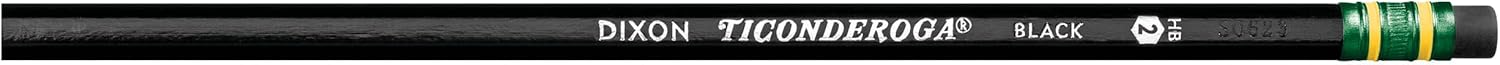 Ticonderoga Wood-Cased Pencils, #2 HB Soft, Black, 12 Count