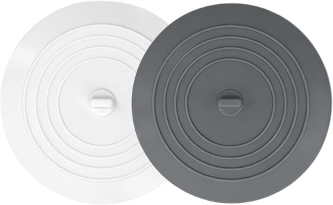V-TOP Bathtub Drain Stopper 2 Pack, 5 inches Silicone Tub Stopper Shower Drain Cover, Bath Tub Plug Hair Stopper,Universal Flat Suction Renter Friendly Bath Accessories (White&Grey, 5 inch)