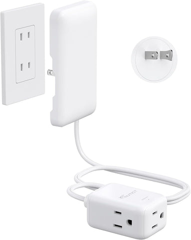 3FT Short Extension Cord Two Prong, 2 Prong to 3 Prong Outlet Adapter