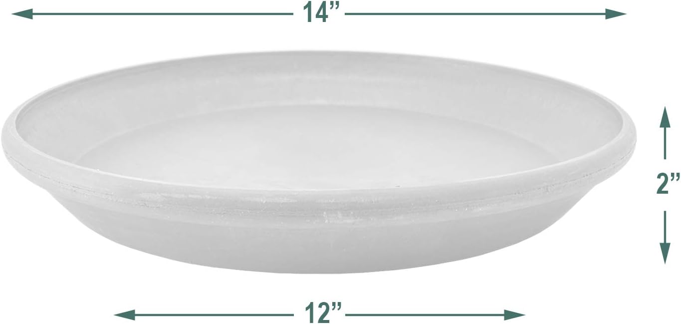 PSW Pot Collection AP35DC 14-inch Plastic/Stone/Wood Composite Plant Saucer Drip Tray – No Drainage Hole (Drillable), Indoor/Outer Water Tray, Dark Charcoal