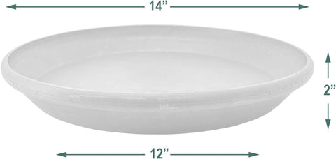 PSW Pot Collection AP35DC 14-inch Plastic/Stone/Wood Composite Plant Saucer Drip Tray – No Drainage Hole (Drillable), Indoor/Outer Water Tray, Dark Charcoal