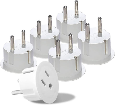 OREI USA to Europe Plug Adapter, Type E/F Schuko, Germany, France - 6 Pack