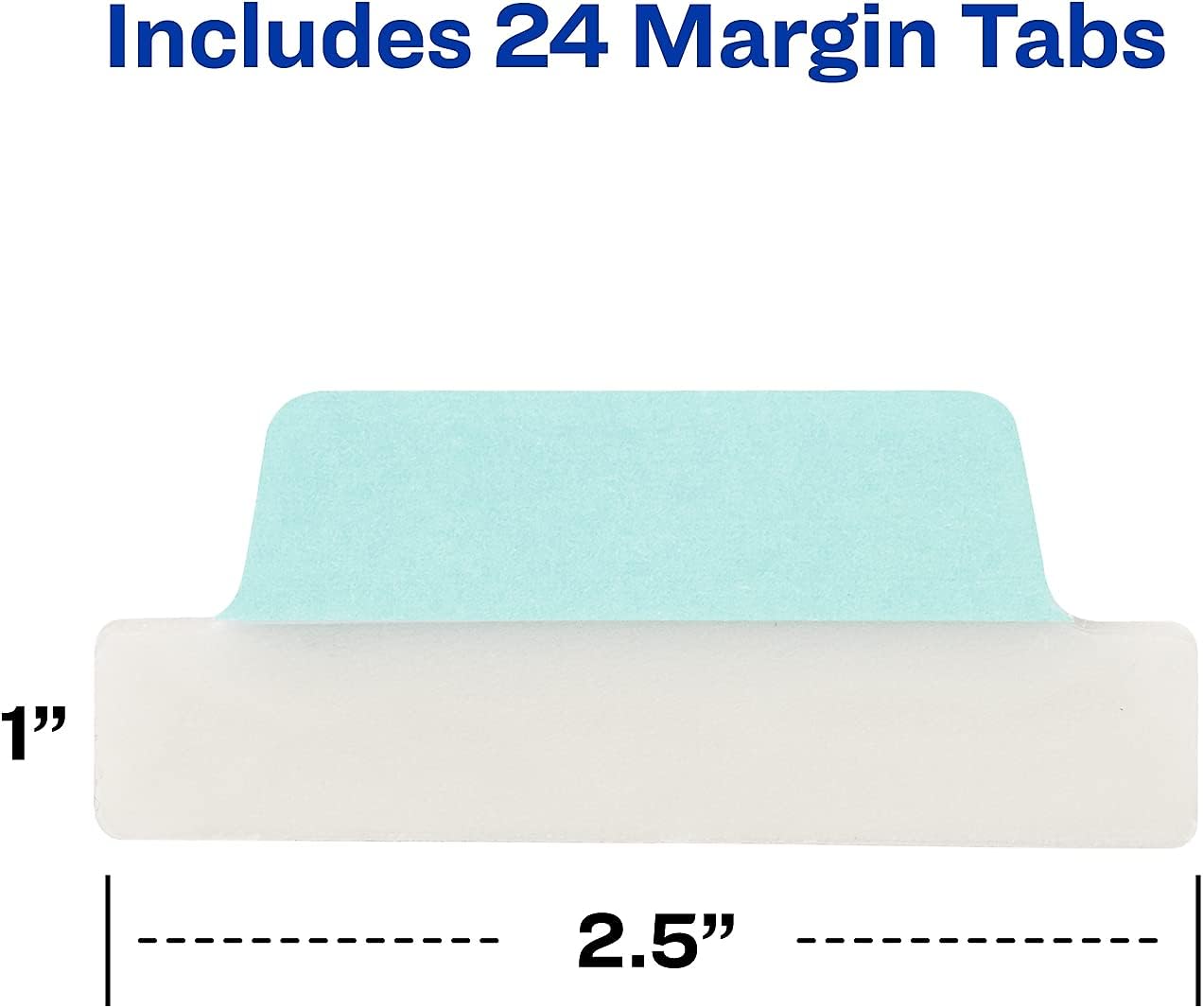 Avery® Margin Ultra Tabs®, 2.5" x 1" Repositionable, 24 Pastel Tabs