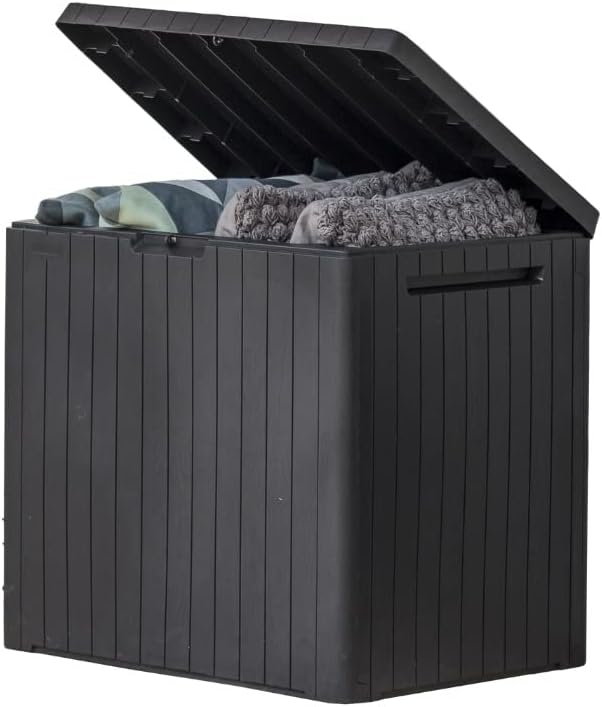 Keter City 30 Gal Outdoor Storage Box and Patio Side Table