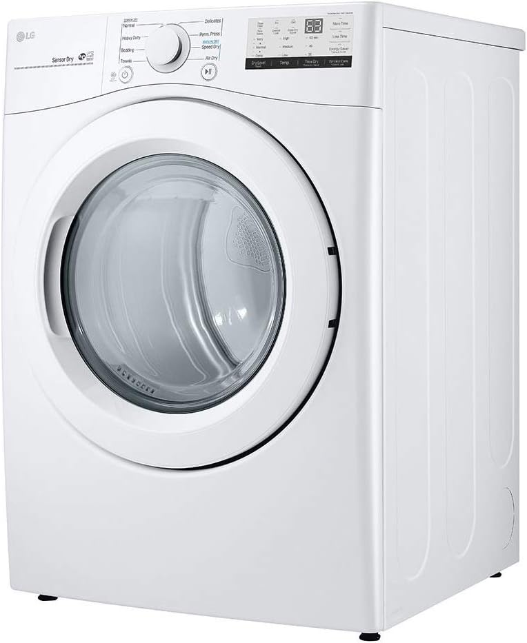 LG 7.4 Cu. Ft. Vented Stackable Electric Dryer in White with Sensor Dry