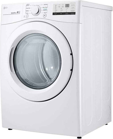 LG 7.4 Cu. Ft. Vented Stackable Electric Dryer in White with Sensor Dry